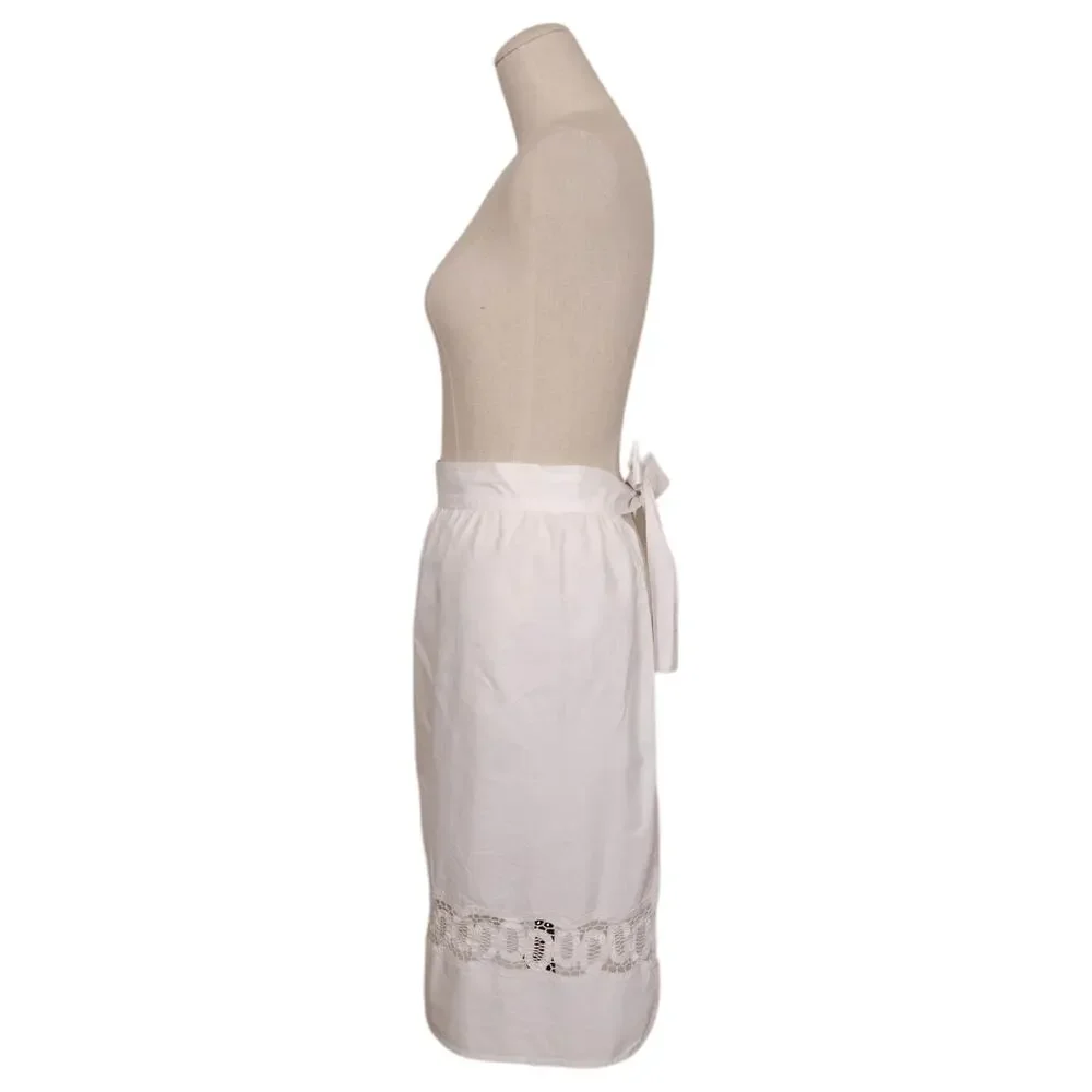 Belgian Battenburg Lace Cotton Half Apron White